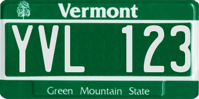 VT license plate YVL123