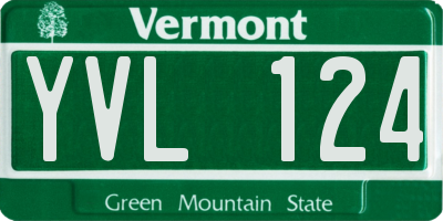 VT license plate YVL124