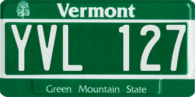 VT license plate YVL127