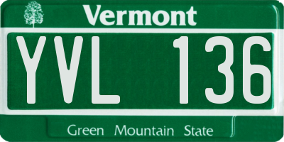 VT license plate YVL136