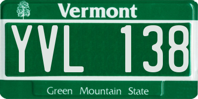 VT license plate YVL138