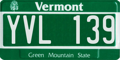 VT license plate YVL139