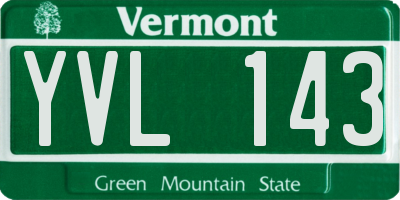 VT license plate YVL143