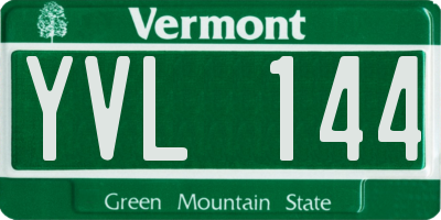 VT license plate YVL144