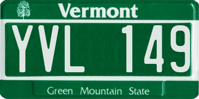 VT license plate YVL149