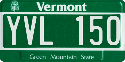 VT license plate YVL150