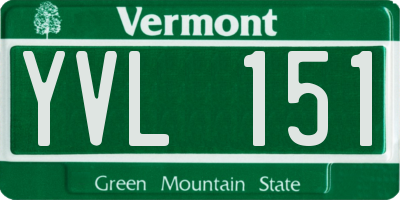 VT license plate YVL151