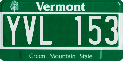 VT license plate YVL153