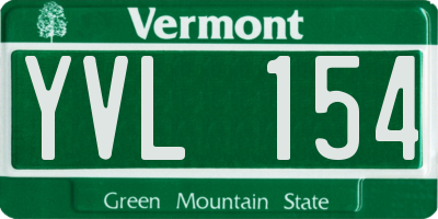 VT license plate YVL154