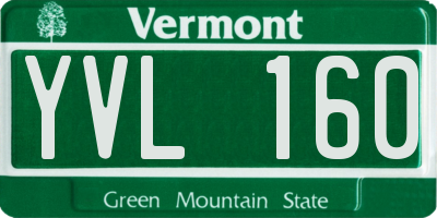 VT license plate YVL160