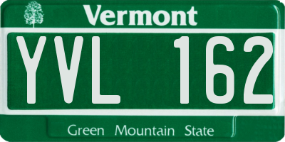 VT license plate YVL162