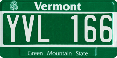 VT license plate YVL166