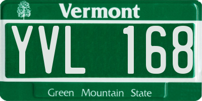 VT license plate YVL168