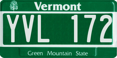 VT license plate YVL172