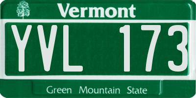 VT license plate YVL173