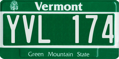 VT license plate YVL174