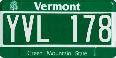 VT license plate YVL178