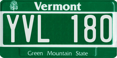 VT license plate YVL180