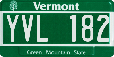 VT license plate YVL182