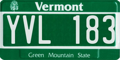 VT license plate YVL183