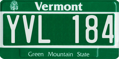 VT license plate YVL184