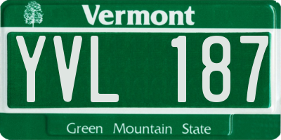 VT license plate YVL187