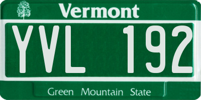 VT license plate YVL192