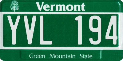 VT license plate YVL194