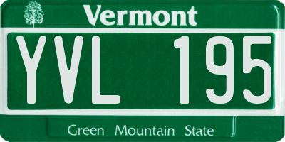 VT license plate YVL195