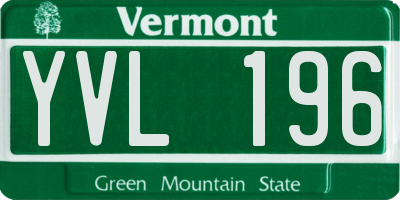 VT license plate YVL196
