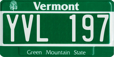 VT license plate YVL197