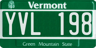 VT license plate YVL198