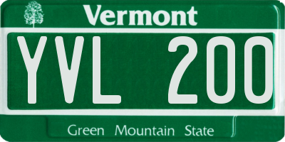 VT license plate YVL200