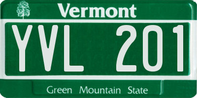 VT license plate YVL201