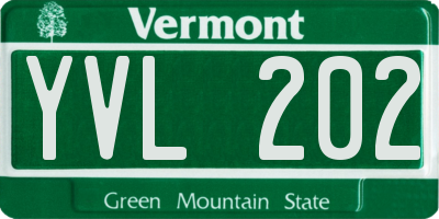 VT license plate YVL202