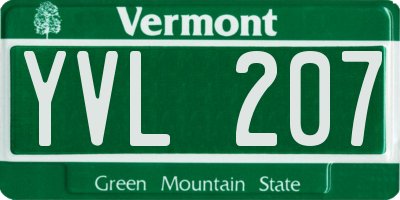 VT license plate YVL207