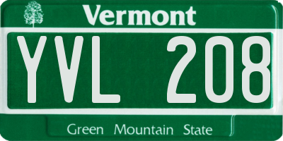 VT license plate YVL208