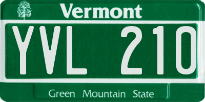 VT license plate YVL210