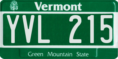 VT license plate YVL215