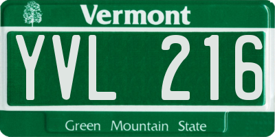 VT license plate YVL216