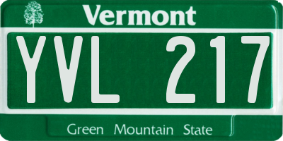 VT license plate YVL217