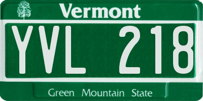 VT license plate YVL218