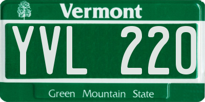 VT license plate YVL220