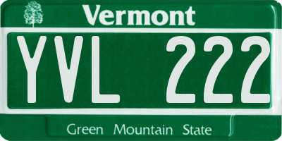 VT license plate YVL222