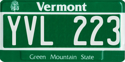 VT license plate YVL223