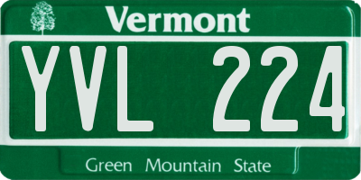 VT license plate YVL224