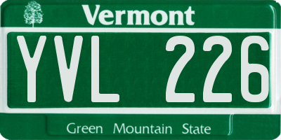 VT license plate YVL226
