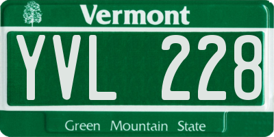 VT license plate YVL228