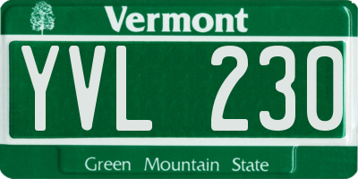 VT license plate YVL230