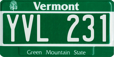 VT license plate YVL231